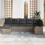 Conjunto de sofá de jardín con cojín 7 pcs Gris Poliratán