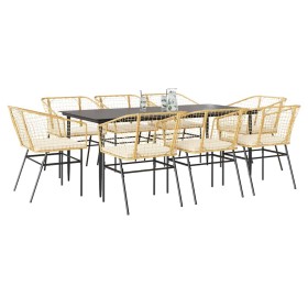 Juego comedor jardín 9 pzas cojines ratán sintético marrón de , Conjuntos de jardín - Ref: Foro24-3334512, Precio: 560,22 €, ...