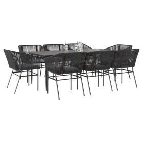 Set de comedor jardín 9 piezas cojines ratán polivinílico negro by , Garden sets - Ref: Foro24-3334519, Price: 819,34 €, Disc...