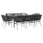 Set de comedor jardín 9 piezas cojines ratán polivinílico negro von , Gartensets - Ref: Foro24-3334519, Preis: 771,85 €, Raba...