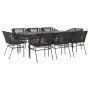 Set de comedor jardín 9 piezas cojines ratán polivinílico negro von , Gartensets - Ref: Foro24-3334519, Preis: 771,85 €, Raba...