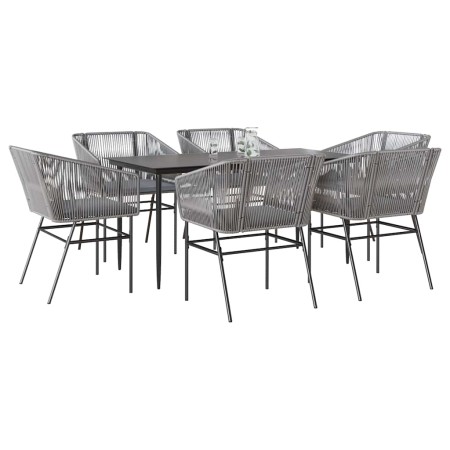 Juego comedor jardín 7 pzas cojines ratán sintético vidrio gris by , Garden sets - Ref: Foro24-3334531, Price: 516,43 €, Disc...