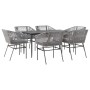 Juego comedor jardín 7 pzas cojines ratán sintético vidrio gris by , Garden sets - Ref: Foro24-3334531, Price: 516,43 €, Disc...