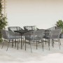 Juego comedor jardín 7 pzas cojines ratán sintético vidrio gris