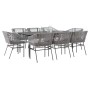 Juego comedor jardín 9 pzas cojines ratán sintético vidrio gris by , Garden sets - Ref: Foro24-3334533, Price: 856,39 €, Disc...