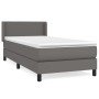 Cama box spring con colchón cuero sintético gris 80x200 cm