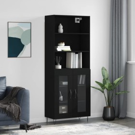Aparador alto madera contrachapada negro 69,5x34x180 cm von , Sideboards - Ref: Foro24-3189310, Preis: 147,52 €, Rabatt: %