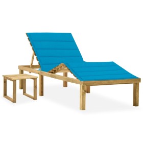 Tumbona de jardín con mesa y cojín de madera de pino impregnada von , Liegen - Ref: Foro24-3065868, Preis: 134,38 €, Rabatt: %