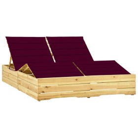 Tumbona doble y cojines madera pino impregnada rojo tinto de , Tumbonas - Ref: Foro24-3065993, Precio: 273,06 €, Descuento: %