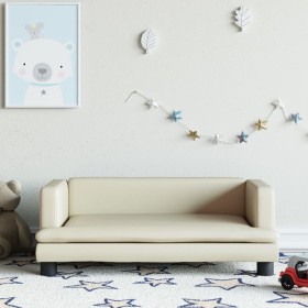 Sofá para niños de cuero sintético crema 80x45x30 cm by , Baby and Toddler Furniture - Ref: Foro24-3196313, Price: 71,16 €, D...
