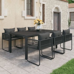 Set de comedor de jardín de 7 piezas PVC ratán negro by , Garden sets - Ref: Foro24-3060104, Price: 663,33 €, Discount: %