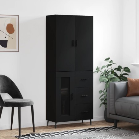 Aparador alto madera contrachapada negro 69,5x34x180 cm by , Sideboards - Ref: Foro24-3195972, Price: 174,80 €, Discount: %