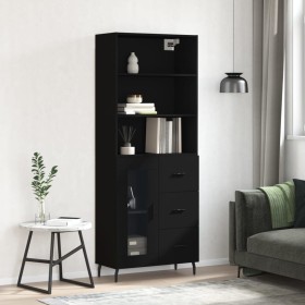 Aparador alto madera contrachapada negro 69,5x34x180 cm de , Aparadores - Ref: Foro24-3189526, Precio: 163,52 €, Descuento: %