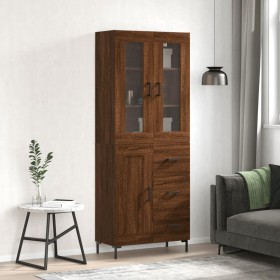Aparador alto madera contrachapada marrón roble 69,5x34x180 cm de , Aparadores - Ref: Foro24-3198664, Precio: 178,21 €, Descu...