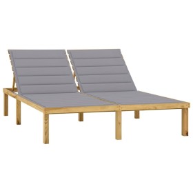 Tumbona doble y cojines grises madera de pino impregnada de , Tumbonas - Ref: Foro24-3065880, Precio: 214,75 €, Descuento: %
