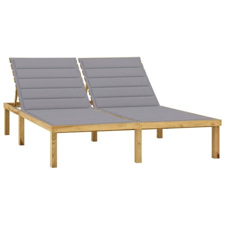 Tumbona doble y cojines grises madera de pino impregnada de , Tumbonas - Ref: Foro24-3065880, Precio: 203,62 €, Descuento: %
