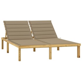 Tumbona doble y cojines beige madera pino impregnada by , Loungers - Ref: Foro24-3065882, Price: 220,11 €, Discount: %