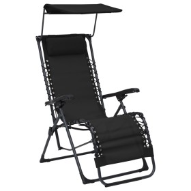 Tumbona plegable de textilene negro by , Loungers - Ref: Foro24-312467, Price: 93,70 €, Discount: %