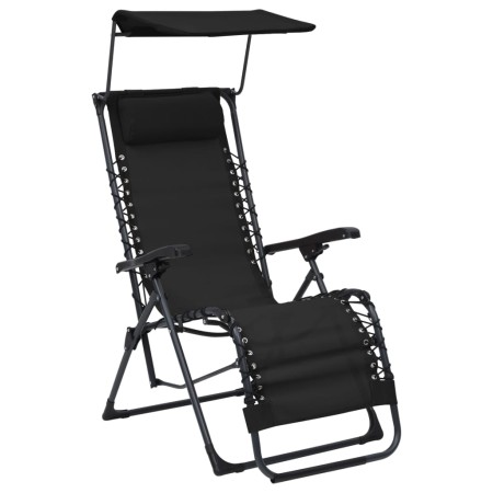 Tumbona plegable de textilene negro de , Tumbonas - Ref: Foro24-312467, Precio: 100,94 €, Descuento: %