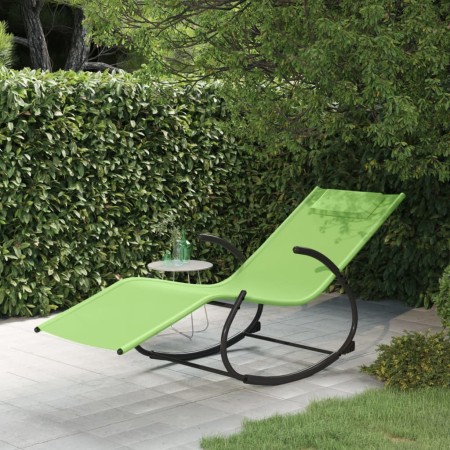 Tumbona mecedora de acero y textileno verde de , Tumbonas - Ref: Foro24-318115, Precio: 86,55 €, Descuento: %