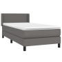 Cama box spring con colchón cuero sintético gris 100x200 cm