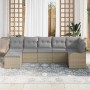 Conjunto de sofá de jardín con cojín 7 pcs Beige Poliratán