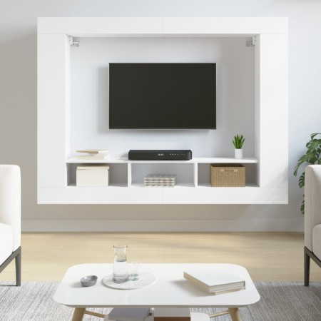 Mueble para TV madera de ingeniería blanco 152x22x113 cm by , TV Furniture - Ref: Foro24-833722, Price: 99,32 €, Discount: %