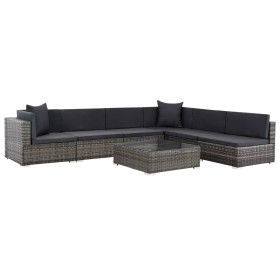 Set de muebles de jardín 7 pzas y cojines ratán sintético gris de , Conjuntos de jardín - Ref: Foro24-44601, Precio: 767,58 €...