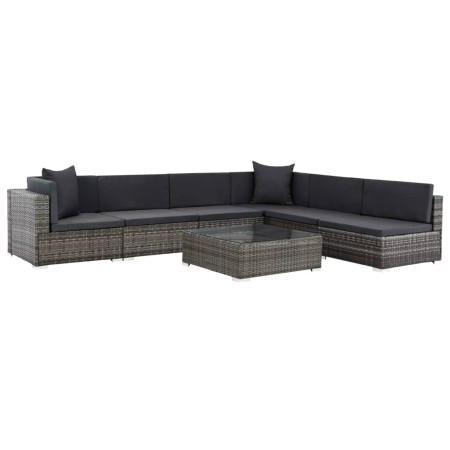 Set de muebles de jardín 7 pzas y cojines ratán sintético gris de , Conjuntos de jardín - Ref: Foro24-44601, Precio: 767,58 €...