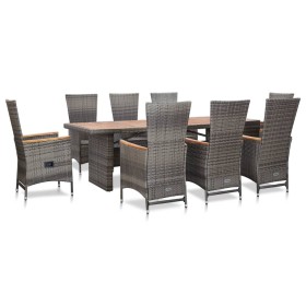 Set de comedor de jardín 9 pzas y cojines ratán sintético gris de , Conjuntos de jardín - Ref: Foro24-46047, Precio: 1,00 €, ...