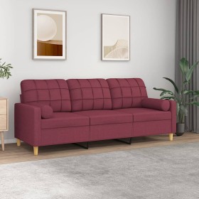 Sofá de 3 plazas con cojines tela rojo tinto 180 cm von , Sofas - Ref: Foro24-3200796, Preis: 239,66 €, Rabatt: %