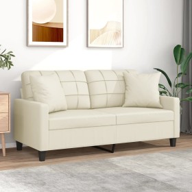 Sofá de 2 plazas con cojines cuero sintético color crema 140 cm von , Sofas - Ref: Foro24-3200804, Preis: 242,41 €, Rabatt: %