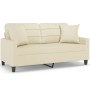 Sofá de 2 plazas con cojines cuero sintético color crema 140 cm by , Sofas - Ref: Foro24-3200804, Price: 242,41 €, Discount: %