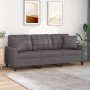 Sofá de 3 plazas con cojines cuero sintético gris 180 cm by , Sofas - Ref: Foro24-3200810, Price: 281,41 €, Discount: %