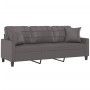 Sofá de 3 plazas con cojines cuero sintético gris 180 cm by , Sofas - Ref: Foro24-3200810, Price: 281,41 €, Discount: %