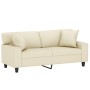 Sofá de 2 plazas con cojines cuero sintético color crema 140 cm de , Sofás - Ref: Foro24-3200867, Precio: 256,73 €, Descuento: %
