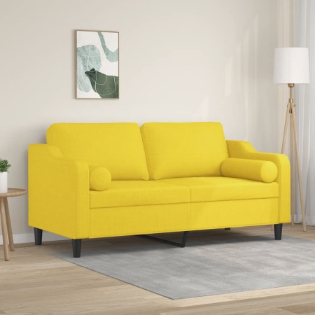 Sofá de 2 plazas con cojines tela amarillo claro 140 cm by , Sofas - Ref: Foro24-3200850, Price: 230,44 €, Discount: %