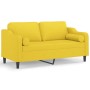Sofá de 2 plazas con cojines tela amarillo claro 140 cm by , Sofas - Ref: Foro24-3200850, Price: 230,44 €, Discount: %