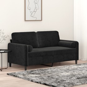 Sofá de 2 plazas con cojines terciopelo negro 140 cm von , Sofas - Ref: Foro24-3200886, Preis: 211,01 €, Rabatt: %