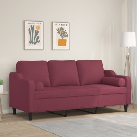 Sofá de 3 plazas con cojines tela rojo tinto 180 cm by , Sofas - Ref: Foro24-3200859, Price: 368,01 €, Discount: %