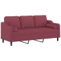 Sofá de 3 plazas con cojines tela rojo tinto 180 cm von , Sofas - Ref: Foro24-3200859, Preis: 368,01 €, Rabatt: %
