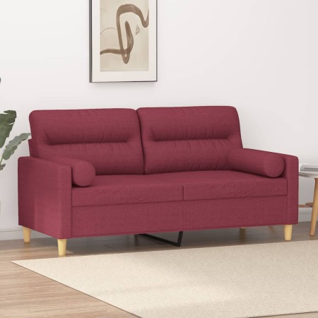 Sofá de 2 plazas con cojines tela rojo tinto 140 cm by , Sofas - Ref: Foro24-3200827, Price: 224,26 €, Discount: %