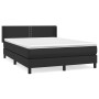 Cama box spring con colchón cuero sintético negro 140x200cm