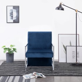 Sillón con patas cromadas de terciopelo azul de , Sillones - Ref: Foro24-282160, Precio: 121,80 €, Descuento: %