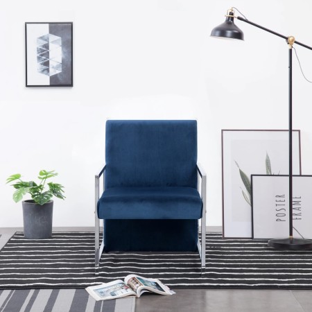 Sillón con patas cromadas de terciopelo azul de , Sillones - Ref: Foro24-282160, Precio: 121,80 €, Descuento: %