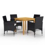 Schwarze 5-teilige Garten-Essgruppe von vidaXL, Gartensets - Ref: Foro24-3067671, Preis: 317,03 €, Rabatt: %