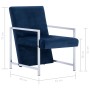 Sillón con patas cromadas de terciopelo azul de , Sillones - Ref: Foro24-282160, Precio: 121,80 €, Descuento: %