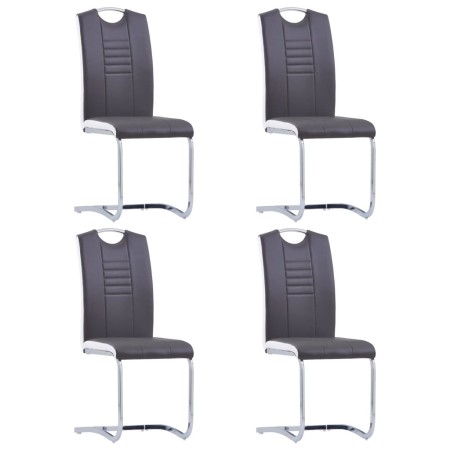 Sillas de comedor voladizas 4 unidades cuero sintético gris de , Sillas de comedor - Ref: Foro24-281774, Precio: 301,60 €