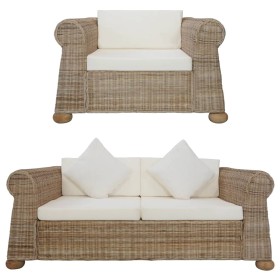 Conjunto de sofás 2 piezas con cojines ratán natural de , Sofás - Ref: Foro24-278601, Precio: 1,00 €, Descuento: %