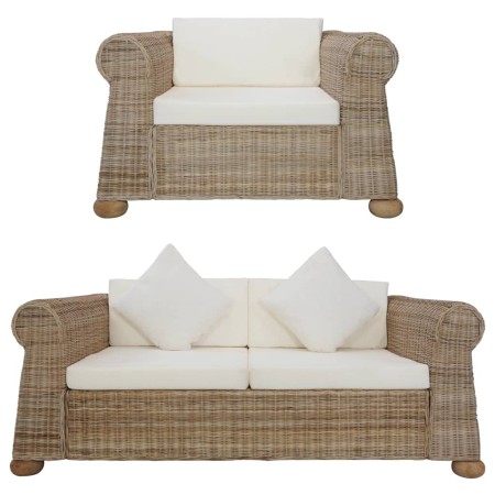 Conjunto de sofás 2 piezas con cojines ratán natural by , Sofas - Ref: Foro24-278601, Price: 961,95 €, Discount: %